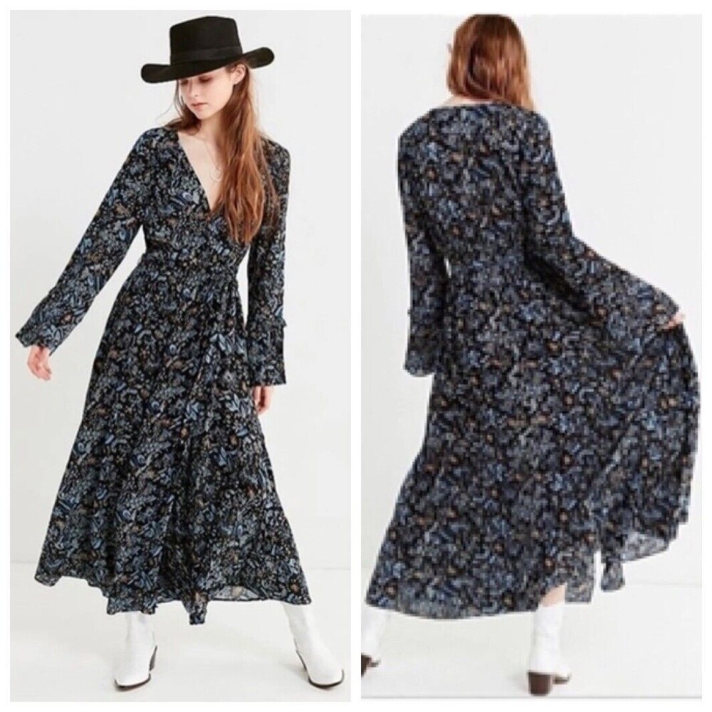 Urban Outfitters Emma Grace Floral Maxi Faux Wrap Midi Dress Women’s Size XS